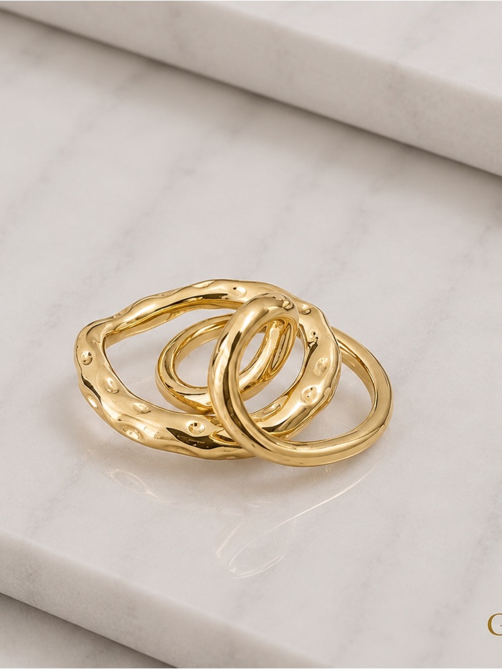 Goldfilled size 7  Stackable Womens Ring Set  Textured Bands